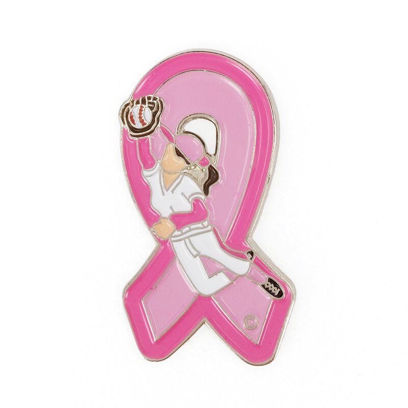 Breast Cancer Awareness Girl Softball Pink Ribbon Lapel ...