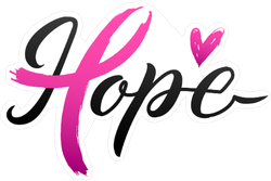 Breast Cancer Awareness Calligraphy Heart Sticker